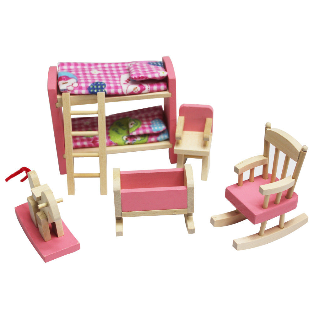 Wooden Dollhouse Play Furniture Set | Imaginative Learning Toy for People with Disabilities