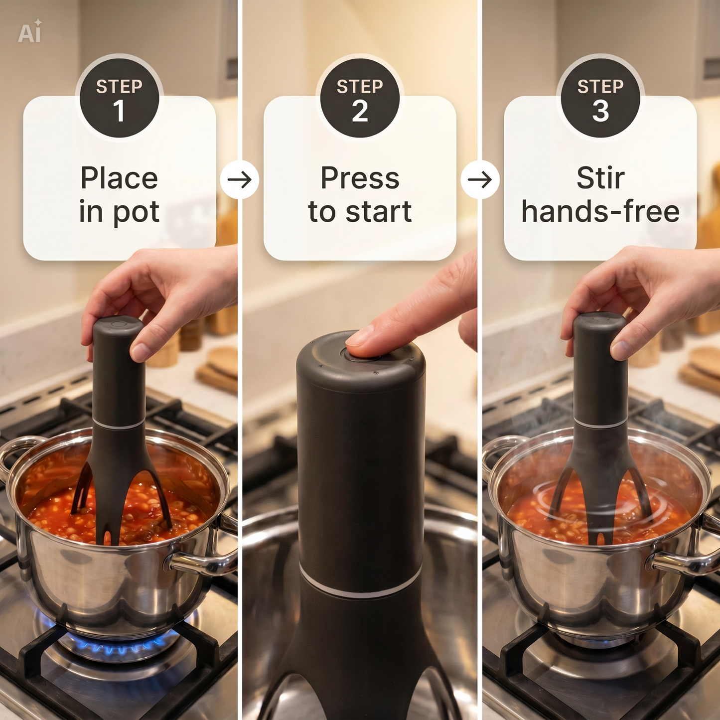 Automatic Pot Stirrer – Hands-Free Cooking Tool for Seniors & People with Disabilities