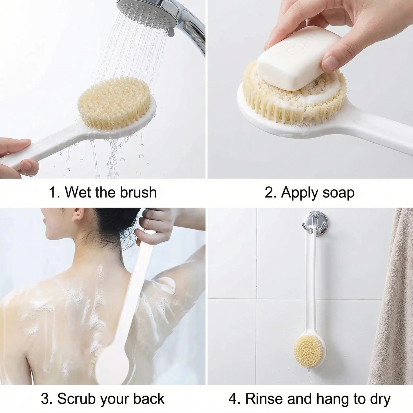 Long Handle Bath Brush – Easy Reach & Grip for Comfortable Washing