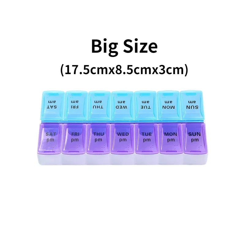 Weekly Portable Pill Case 14 Grids | Organiser for Elderly & Disabilities
