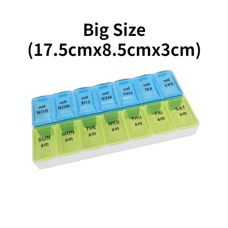 Weekly Portable Pill Case 14 Grids | Organiser for Elderly & Disabilities