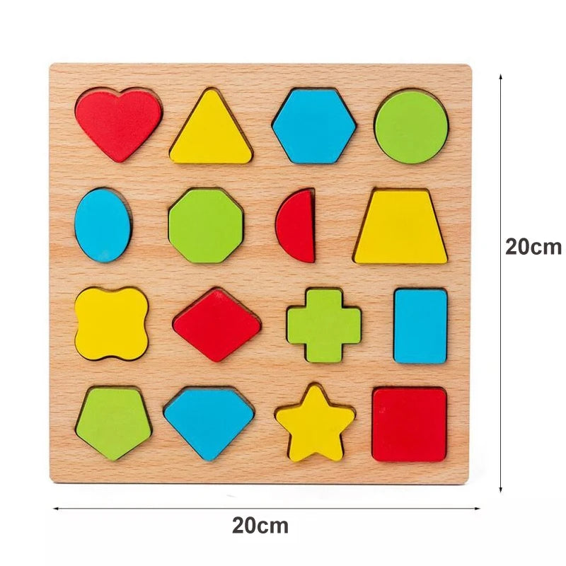 Wooden Puzzle Alphabet, Number & Shape | Early Learning Toy for Recognition & Motor Skills