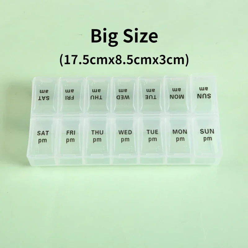 Weekly Portable Pill Case 14 Grids | Organiser for Elderly & Disabilities
