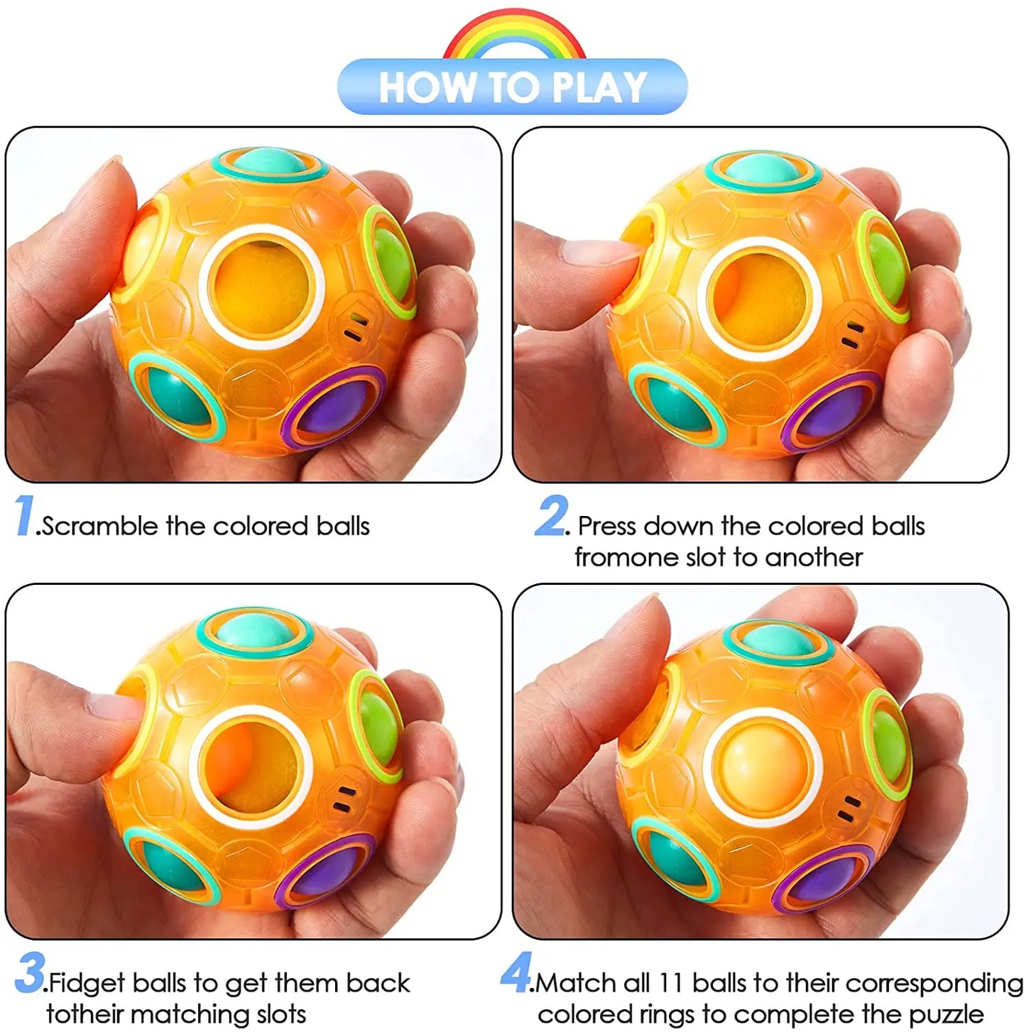 Magic Rainbow Puzzle Ball | Sensory Fidget Toy for Focus, Stress Relief & Fun