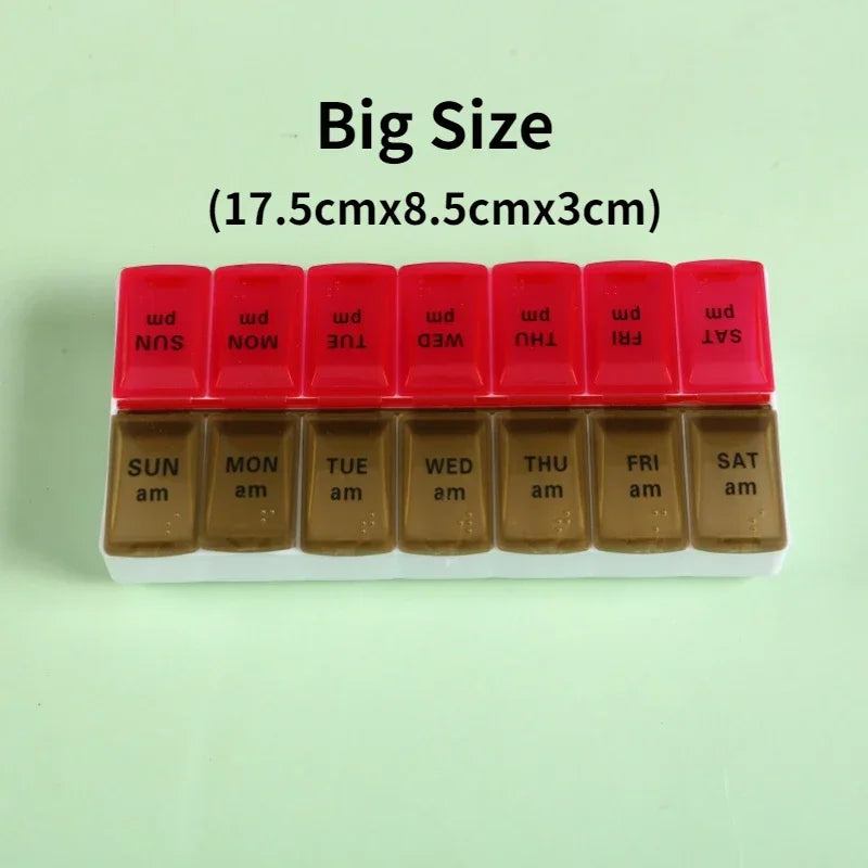 Weekly Portable Pill Case 14 Grids | Organiser for Elderly & Disabilities