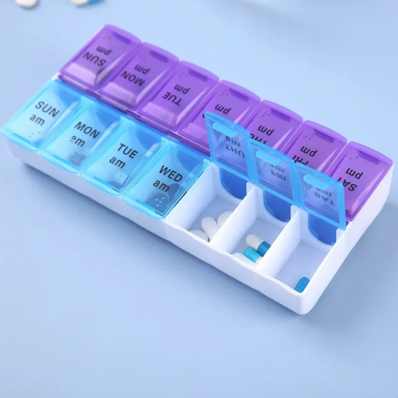 Weekly Portable Pill Case 14 Grids | Organiser for Elderly & Disabilities