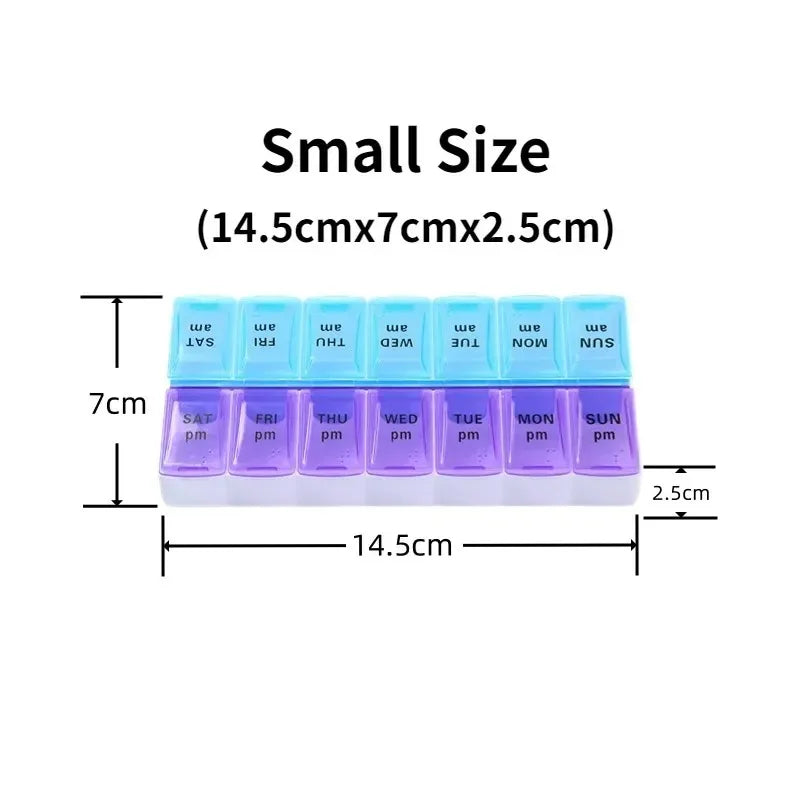 Weekly Portable Pill Case 14 Grids | Organiser for Elderly & Disabilities