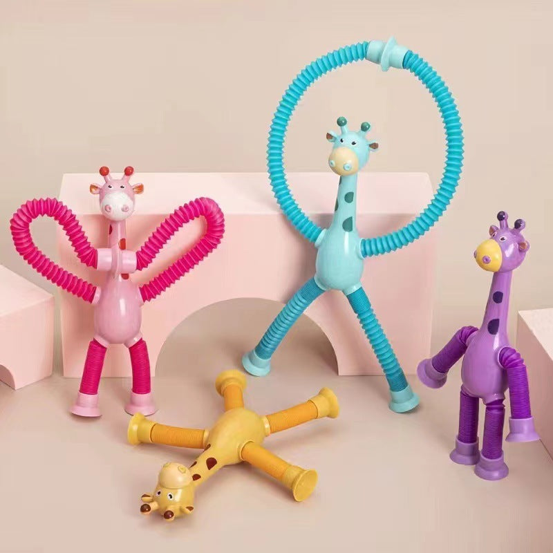 Suction Cup Giraffe Pop Tubes Fidget Toys | Sensory Stress Relief for Kids People with Disabilities