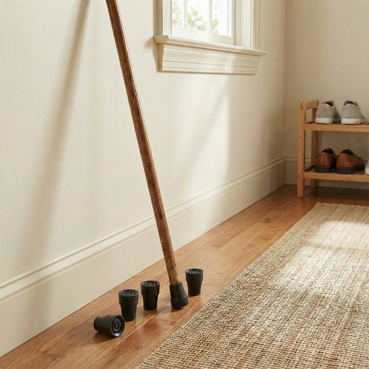 4-Piece Anti-Skid Rubber Pads for Walking Sticks & Crutches | Enhanced Stability