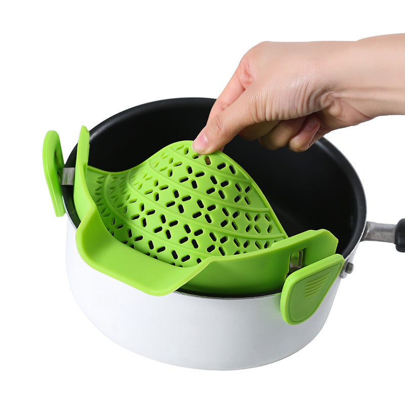 Silicone Pot Side Drain Stopper | Anti-Spill Clip-On Strainer for Seniors & Disabilities