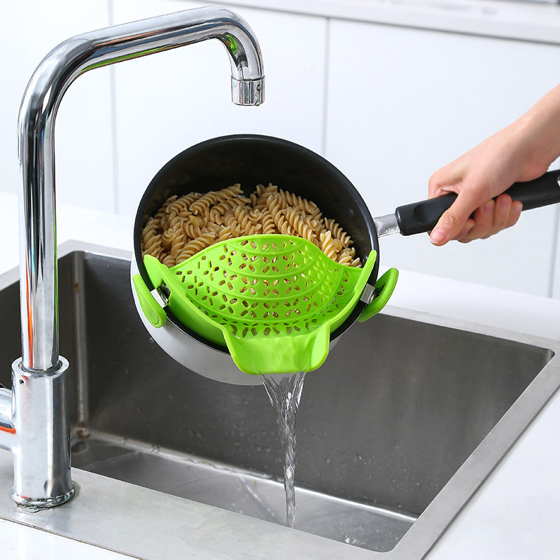 Silicone Pot Side Drain Stopper | Anti-Spill Clip-On Strainer for Seniors & Disabilities
