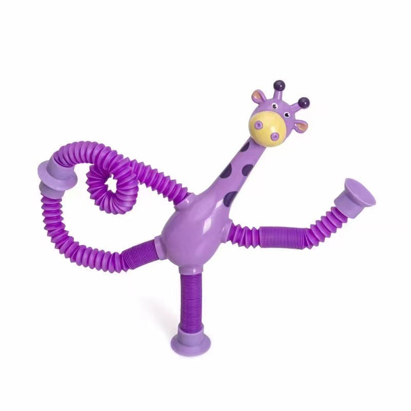 Suction Cup Giraffe Pop Tubes Fidget Toys | Sensory Stress Relief for Kids People with Disabilities
