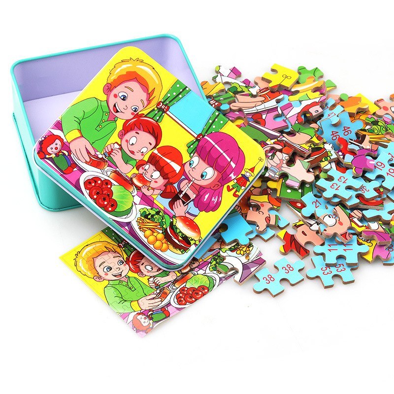 80PC Wooden Puzzle Set | Cognitive & Fine Motor Skill Builder for People with Disabilities