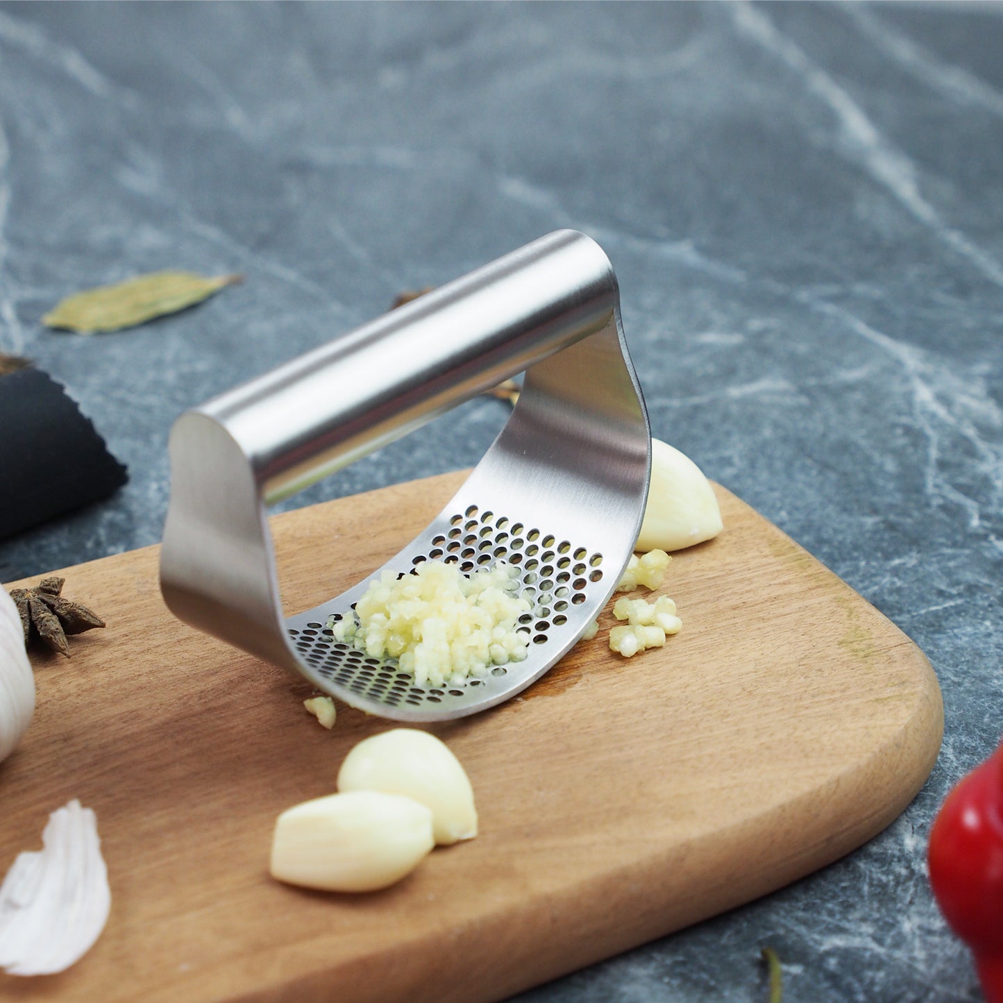 Stainless Steel Garlic Press Rocker | Easy Mince Crusher for Seniors & Disabilities