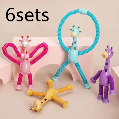 Suction Cup Giraffe Pop Tubes Fidget Toys | Sensory Stress Relief for Kids People with Disabilities