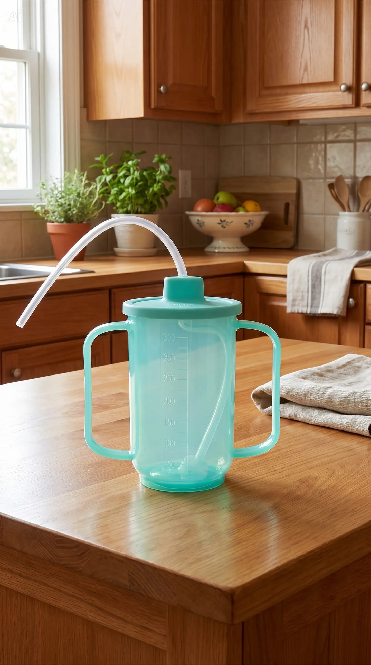 Easy Grip Drinking Cup with Long Straw – Comfortable, Spill-Reduced Sipping
