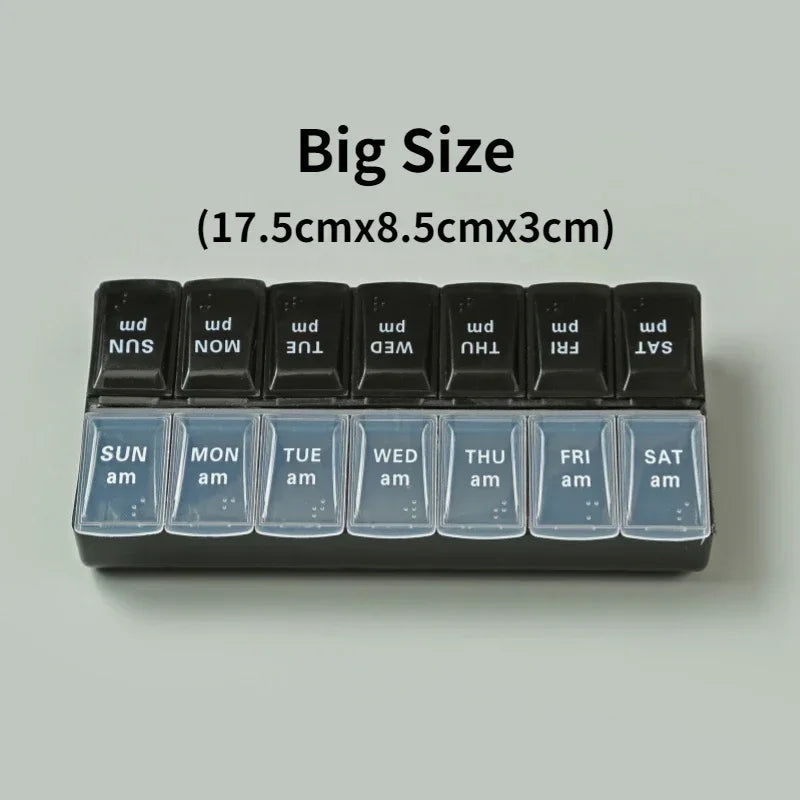 Weekly Portable Pill Case 14 Grids | Organiser for Elderly & Disabilities