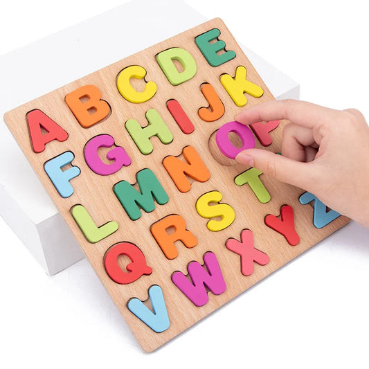 Wooden Puzzle Alphabet, Number & Shape | Early Learning Toy for Recognition & Motor Skills