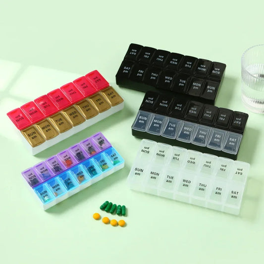 Weekly Portable Pill Case 14 Grids | Organiser for Elderly & Disabilities