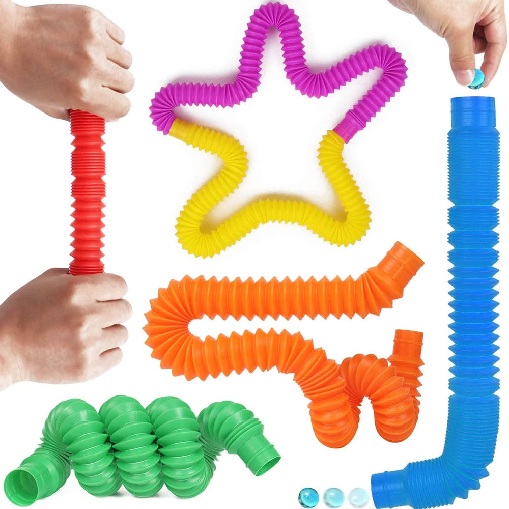 8-Pack Large Pop Tubes Fidget Toys | Focus, Relaxation & Sensory Play for People with Disabilities