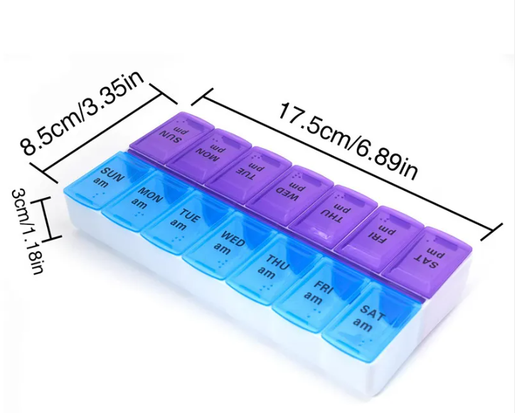 14-Compartment Weekly Pill Organiser – Easy-Open AM/PM Storage