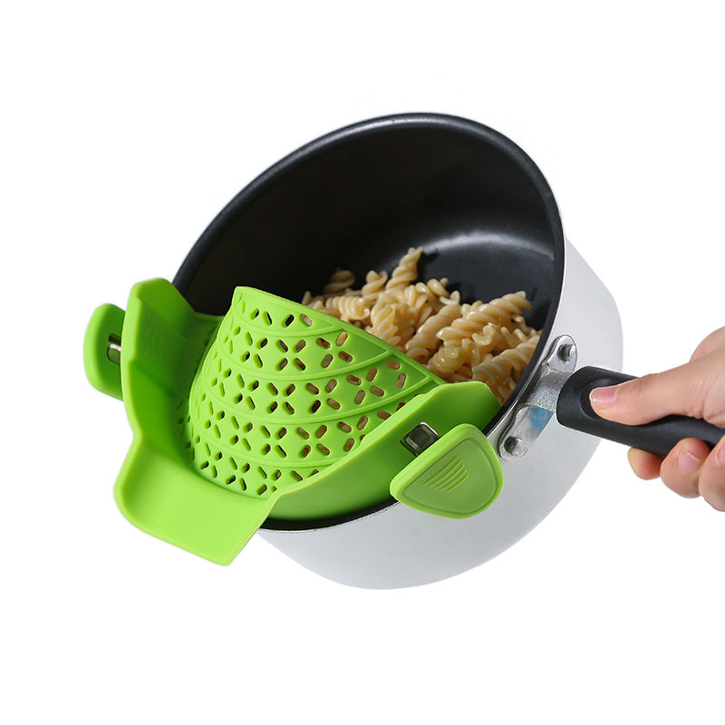 Silicone Pot Side Drain Stopper | Anti-Spill Clip-On Strainer for Seniors & Disabilities