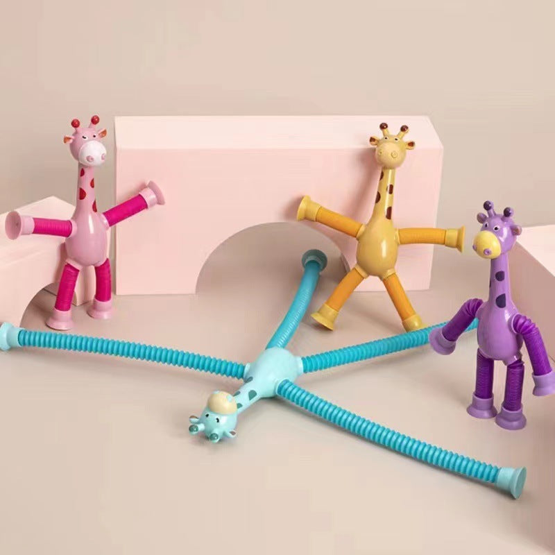 Suction Cup Giraffe Pop Tubes Fidget Toys | Sensory Stress Relief for Kids People with Disabilities