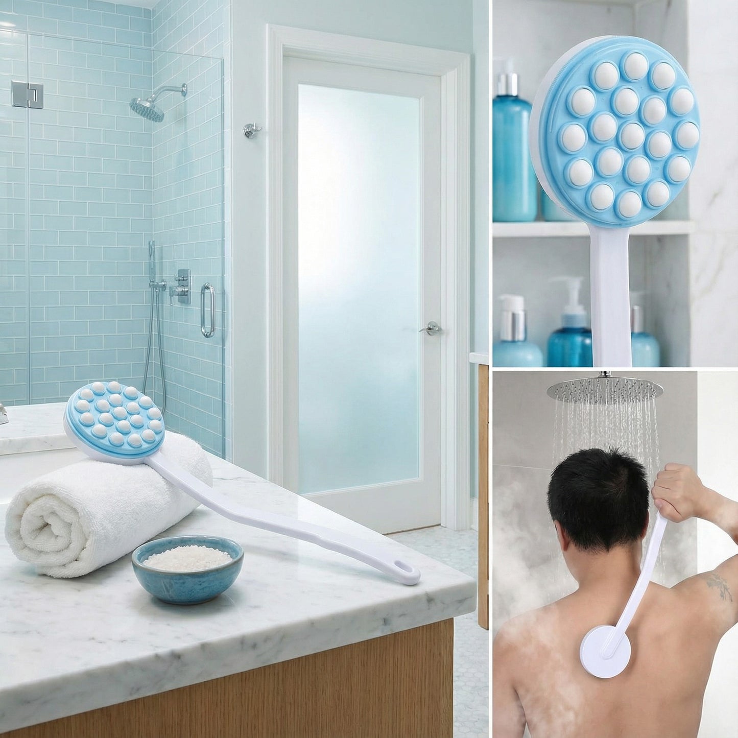 Long-Handle Soap Bath Brush | Easy-Reach Hygiene Aid for Seniors & People with Disabilities