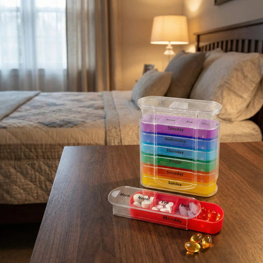 Weekly Pill Box Organiser | Easy-Open 7-Day Medication Storage for Elderly & People with Disabilities