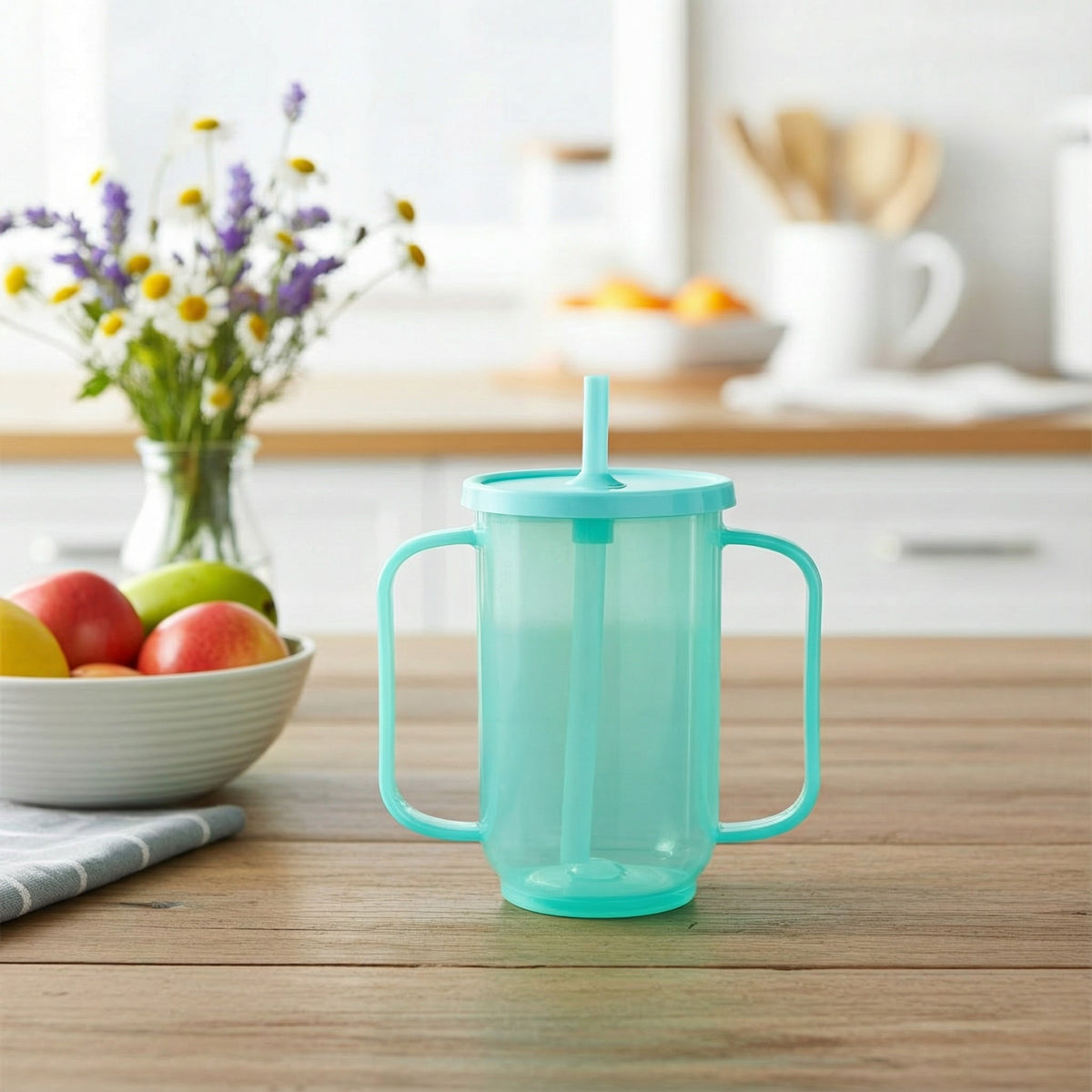 Easy Grip Drinking Cup with Straw – Comfortable, Spill-Reduced Sipping