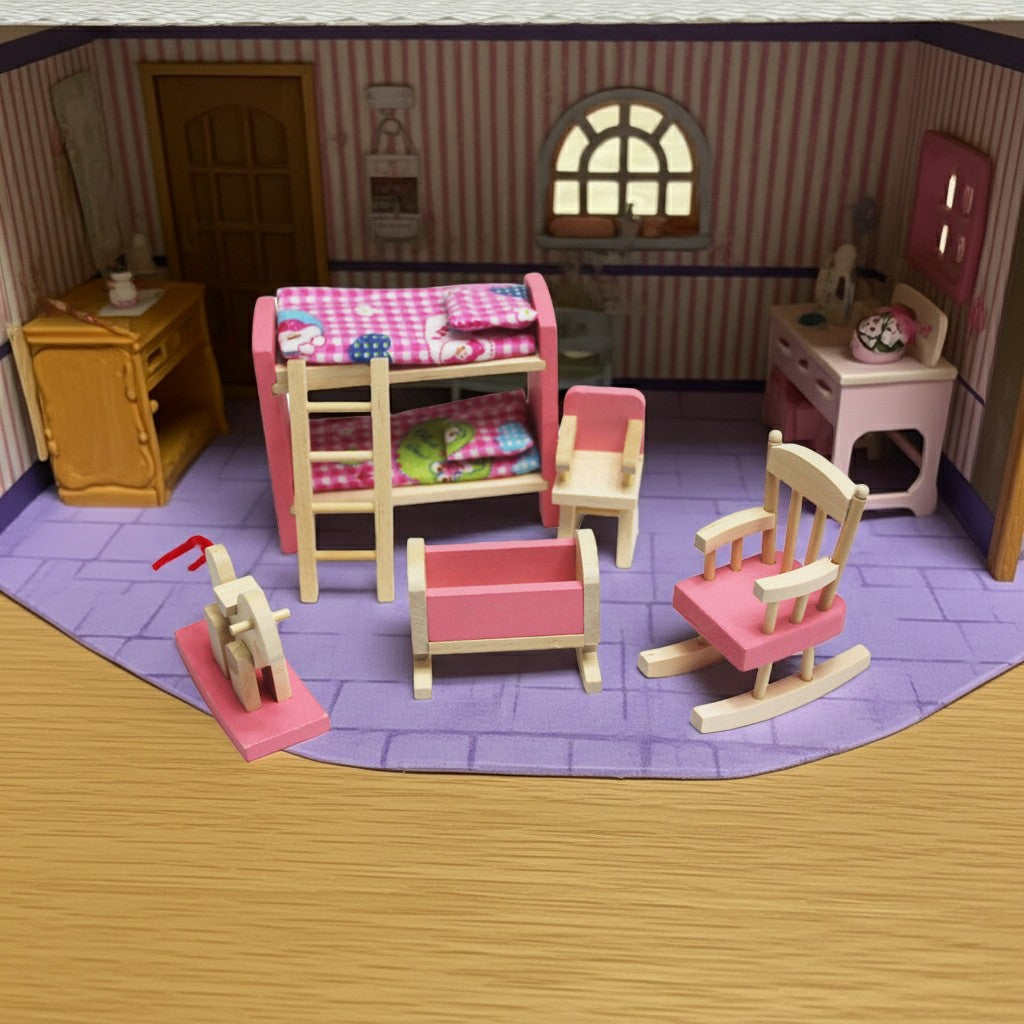 Wooden Dollhouse Play Furniture Set | Imaginative Learning Toy for People with Disabilities
