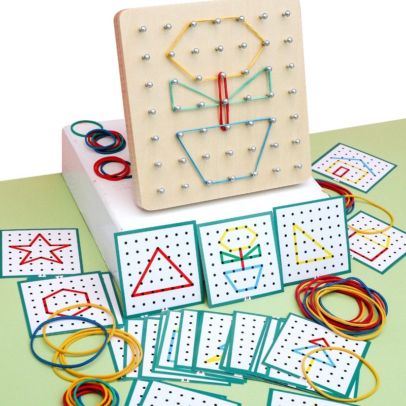 Wooden Nail & Elastic Pattern Board | Fine Motor Skill Builder for People with Disabilities