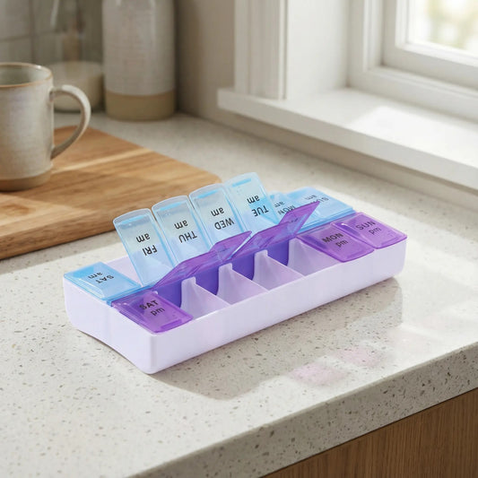 Weekly Portable Pill Case 14 Grids | Organiser for Elderly & People with Disabilities