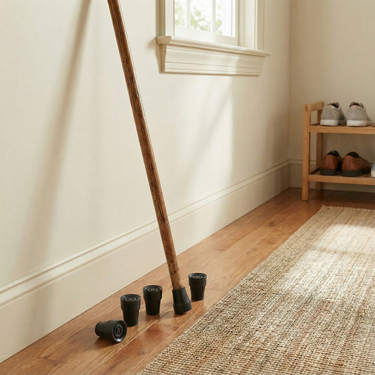 4-Piece Anti-Skid Rubber Pads for Walking Sticks & Crutches | Enhanced Stability